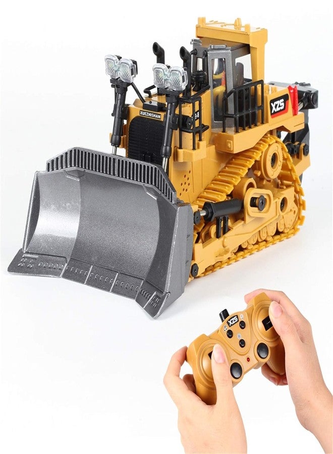 JOYJAY 1:24 9ch Alloy Metal Rc Loader - Bulldozer Car Toys with 2.4ghz Remote Control Bulldozer with Working Headlights Lights & Sound for Kids - Image 1